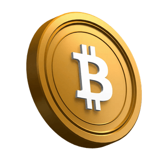 Mierne nahnutá minca Bitcoin (BTC) v hero sekcii dizajnu